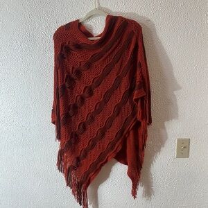 Raj Red Knit Poncho